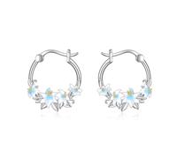 Geburt Blume Creolen Ohrringe für Damen Mädchen Sterling Silber Mai Geburtstag Blumen Lily Kleine Hoop Ohrringe Schmuck Geschenke