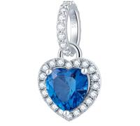 Geburtsstein-Anhänger aus 925er Silber, funkelnder Herz-Charm mit Zirkonia. Passend für Pandora-Armbänder & Ketten. für Frauen/Mütter/Schwestern