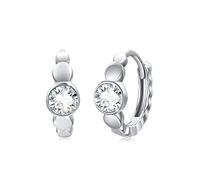 Geburtsstein April Ohrringe 925 Sterling Silber Klein Geburtsstein Creolen weiß Zirkonia Creolen Ohrringe birthstone Hinged Klappcreolen für Damen Kinder 10 mm