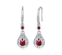 Geburtsstein Granat Ohrringe 925 Sterlingsilber Hypoallergen Zirkonia Tropfenohrringe Edles Schmuckgeschenk für Frauen & Mädchen (Januar Geburtsstein)