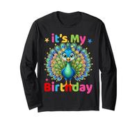 Geburtstag Pfau Party Design für Kinder, Erwachsene Langarmshirt
