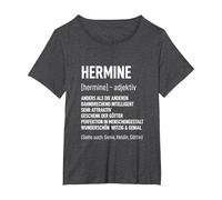 Geburtstag Tshirt Frau Lustig Spruch Name Vorname Hermine T-Shirt, Damen Große Größen, Anthrazit Meliert, 6X