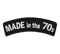 Geburtstagsgeschenk "MADE in the 70s" Siebziger Jahre Party Deko Aufnäher Biker Patch zum annähen/aufbügeln | Geburtstag Applikation für alle Stoffe und Leder | 70x20mm