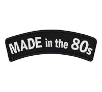 Geburtstagsgeschenk "MADE in the 80s" Achtziger Jahre Party Deko Aufnäher Biker Patch zum annähen/aufbügeln | Geburtstag Applikation für alle Stoffe und Leder | 70x20mm