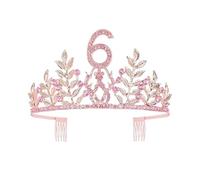 Geburtstagskrone Der Königin, 6., 16., 18., 21., 30., 50., Band, Kristall, Tiara, Prinzessin, Geburtstag, Bar Mitzvah, Party, Jahrestag, Dekoration, Zubehör Vielseitige AnläSse(Pink 6)