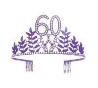 Geburtstagskrone Der Königin, 6., 16., 18., 21., 30., 50., Band, Kristall, Tiara, Prinzessin, Geburtstag, Bar Mitzvah, Party, Jahrestag, Dekoration, Zubehör Vielseitige AnläSse(Purple 60)