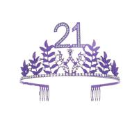 Geburtstagskrone Der Königin, 6., 16., 18., 21., 30., 50., Band, Kristall, Tiara, Prinzessin, Geburtstag, Bar Mitzvah, Party, Jahrestag, Dekoration, Zubehör Vielseitige AnläSse(Purple 21)