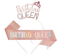 Geburtstagskrone und Schärpe Set - Strass Tiara Queen für Geburtstagskönigin, Frauen und Mädchen - 21. 30. 40. 50. 60. Geburtstag Geschenke