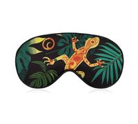 Gecko und tropische Blätter Augenmaske Schlafmaske Augenmasken für Schlaf Schlafmasken für Damen Herren Schlafmaske Reise Augenmaske Schlafmaske Verdunkelung Lustige Schlafmaske Niedliche Schlafmaske