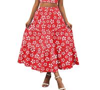 Gedruckter Rock Damen ChiffonBohemien Sommer Maxirock Verstellbares Riemen Kleid bunterRock Damen Rock lang röcke SatinRock Damensommer-Sommerrock-Chiffon-Druck A Linie Wickelrock Maxirock Ele