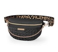 Geestock 23×16 cm Crossbody Bauchtaschen Damen kleine Hüfttasche stylische Gürteltasche Frauen Fanny Pack mit breitem Riemen Schwarz