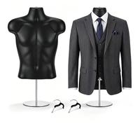 Geetery 2 Stück männliche Schaufensterpuppe Torso Kleid Form Mannequin Body T Shirt Display mit Ständer und Haken zum Aufhängen Hohle Rückseite Schaufensterpuppe Torso für Theke, Bastelausstellungen,