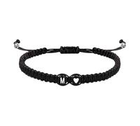 Geflochtene Erste Armbänder für Männer, Erstes Charm-Armband, 26 Buchstaben geflochtenes Armband mit Herz Design - 26 Buchstaben verstellbares Herren Erstes Armband, geflochtenes Kordelzug Armband