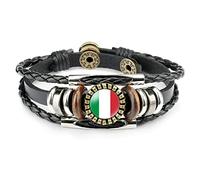 Geflochtenes Armband Mit Italien-Flagge - Verstellbarer Knopf, Punk-Armband Für Herren Und Damen, Neuartiger Gewebter Armreif Aus Leder, Charm, Patriotischer Abzeichen-Schmuck, Klassisches Paar-Acce