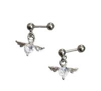 Geflügelte Herz Ohrringe Aus Stahl Moderne Minimalistische Stile Ohrstecker Angenehm Zu Tragen Den Ganzen Tag Über Schmuck Für Empfindliche Haut Schmuck Aus Chirurgischem Edelstahl Ohrstifte