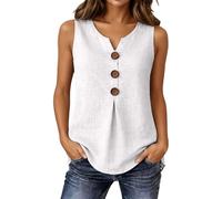 Gefomuofe Ärmellose Damenbluse mit V-Ausschnitt Knopfleiste Tanktop mit Plissee Sommerbluse Leichte Bluse Top Elegant Sommerblusen Musselin Bluseshirt Sommerblusen