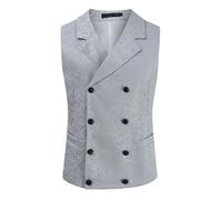 Gefomuofe Anzugwesten Herren V Ausschnitt Zweireihiger Businessweste Slim Fit Hochzeitweste Formale Weste Hochzeit Herrenweste Freizeit Ärmellose Trachtenweste