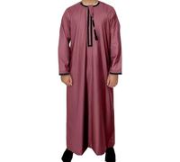 Gefomuofe Arabische Kleidung Herren Muslim Kaftan Abaya Herren Gewand Robe Rundhalsausschnitt Thobe Arabisch Gebet Eid Kleidung Islamische Kleidung Arabisch Saudi Herren Langarm Robe