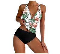 Gefomuofe Badeanzüge Damen Push Up Bikini Set Brasilianischer Tanga Tankini Zweiteiler Strand Badebekleidung Shape Schwimmanzug Wickeloptik Zweiteiliger