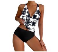Gefomuofe Badeanzüge Damen Push Up Bikini Set Brasilianischer Tanga Tankini Zweiteiler Strand Badebekleidung Shape Schwimmanzug Wickeloptik Zweiteiliger