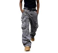 Gefomuofe Baggy Jeans Herren Loose Fit Denim Pants mit Weites Bein Jeanshosen Casual Herrenjeans Cargo Hosen Freizeithose Y2K Hip Hop Streetwear Outdoorhose