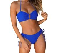 Gefomuofe Bikini Damen Set Tanga Low Waist Schnürung Bademode Zweiteiliger String Neckholder Swimsuit Brasilianischer Badeanzug Strand Pool Outfits Badeanzüge