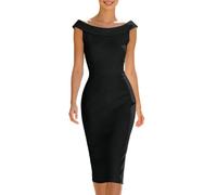 Gefomuofe Bleistiftkleid Damen Lang Elegant Sommerkleid Einfarbig Flatterärmel Partykleid Bodycon Business Midikleid Hochzeitsgäste Cocktailkleid Ärmellos Abendkleid