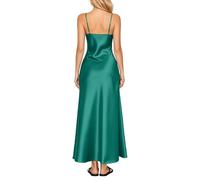 Gefomuofe Brautjungfernkleid Damen Spaghettiträger Ballkleider Lang mit Schlitz Falte Abendkleider Lässiges Schicke Freizeitkleider Schöne Abendkleider Cocktailkleider