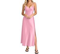 Gefomuofe Brautjungfernkleid Damen Spaghettiträger Ballkleider Lang mit Schlitz Falte Abendkleider Lässiges Schicke Freizeitkleider Schöne Abendkleider Cocktailkleider