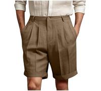 Gefomuofe Bundfalten Shorts Herren Sommer Shorts mit Taschen und Knopf Atmungsaktiv Komfortabel Freizeithose Outdoor Lässige Kurzhose Wanderhose Cargohose