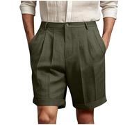 Gefomuofe Bundfalten Shorts Herren Sommer Shorts mit Taschen und Knopf Atmungsaktiv Komfortabel Freizeithose Outdoor Lässige Kurzhose Wanderhose Cargohose
