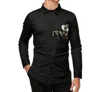 Gefomuofe Business Hemd Herren Langarm Freizeithemd mit Knopfleiste Revers Classic Herrenhemden Gedruckter Businesshemd Musterhemd Trachtenhemd Langarmshirt