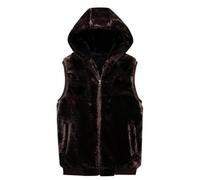 Gefomuofe Fleeceweste Herren Faux Pelz Weste Plüschweste mit Kapuze Winter Warm Ärmellos Fleecejacke Hoodie Teddy Jacke Plüsch Flanell Mantel Anglerweste
