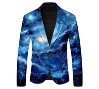 Gefomuofe Galaxy Anzug Herren Slim Fit Anzugjacke 3D Galaxie Bedrucken Abendessen Jacke Grafik Sakko Galaxie Universum Stern Weltraum Party Suits Abschlussball Blazer Männer Anzug