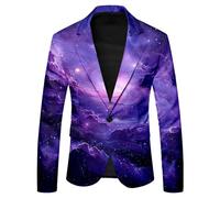 Gefomuofe Galaxy Anzug Herren Slim Fit Anzugjacke 3D Galaxie Bedrucken Abendessen Jacke Grafik Sakko Galaxie Universum Stern Weltraum Party Suits Abschlussball Blazer Männer Anzug
