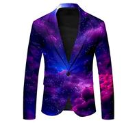 Gefomuofe Galaxy Anzug Herren Slim Fit Anzugjacke 3D Galaxie Bedrucken Abendessen Jacke Grafik Sakko Galaxie Universum Stern Weltraum Party Suits Abschlussball Blazer Männer Anzug