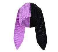 Gefomuofe Hasenohren Mütze Hasenmütze Mädchen Damen Bommelmütze Weiße Kuschelige Wintermütze Umfang 56-60 cm Strickmütze mit Kaninchenohren
