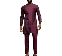 Gefomuofe Herren Dashiki Set Afrikanische Kleidung 2 Teile Set Maxikleid -Kaftan Abaya Muslim Kleidung Ethnische Kleider Afrikanisches Tribal Shirt