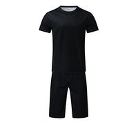 Gefomuofe Herren Kurz Pyjama Schlafanzug Sommer Pyjama Set Shorts&T-Shirt Sportkleidung Jogginganzug Fußball Tshirts Shorts Set Sommer Pyjama Set Shorts&T-Shirt Schlafanzüge