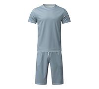 Gefomuofe Herren Kurz Pyjama Schlafanzug Sommer Pyjama Set Shorts&T-Shirt Sportkleidung Jogginganzug Fußball Tshirts Shorts Set Sommer Pyjama Set Shorts&T-Shirt Schlafanzüge
