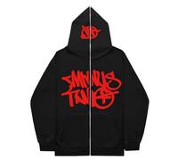 Gefomuofe Herren Minus Two Cargo Zipper Hoodie Y2K Kapuzenpullover mit Reißverschluss Hip Hop Streetwear Urban Pullover Unisex Casual Jacke Flut gedruckt Reißverschluss Pullover
