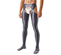 Gefomuofe Herren Strumpfhosen Glanz Leggings Tight Hose Nylon Pantyhose Lange Unterhosen Unterwäsche O-Ring Latex Dessous Unterwäsche Lustige Unterhose Schlafhose Dessous Reizwäsche
