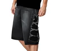Gefomuofe Jeans Shorts Herren Gerades Distressed Kurze Hose Bequeme Gewaschen Zerrissen Jeansshorts Casual Baggy Sommershorts Hip Hop Freizeitshorts Streetwear
