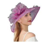 Gefomuofe Kentucky Hut für Damen, Organza-Derby-Hut, Braut, Hochzeit, Kirche, Teeparty, breite Krempe, Sommer-Sonnenkappe