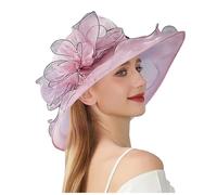 Gefomuofe Kentucky Hut für Damen, Organza-Derby-Hut, Braut, Hochzeit, Kirche, Teeparty, breite Krempe, Sommer-Sonnenkappe