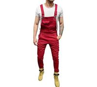 Gefomuofe Männer Cargo Retro Jumpsuit Kurze Overalls Arbeitshose mit Stretch Hosenträger Jumpsuit Herren Arbeitshose mit Stretch Jeans Short Denim Latzhose Freizeit Latzhose
