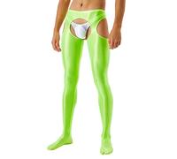 Gefomuofe Männer Wetlook Leder Schwarz Unterhose Herren Leggings Leder Netz Leder Briefs Low Rise Erotik Unterwäsche Lange Unterhosen mit Latex Lack Leder Optik Strumpfhosen Party Clubwear