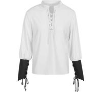 Gefomuofe Mittelalter Hemd Herren Langarm Gotisch Piratenhemd Renaissance Viking Viktorian Steampunk Tops Cosplay Schnürhemd Retro Shirts Piraten Hemd