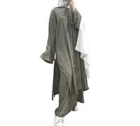 Gefomuofe Muslimische Kleider für Damen 2 Teiler Corban Ramadan Outfit Langarm Oberteile Robe Und Hosen Einfarbig zweiteiliges Set Dubai Türkisches Naher Osten Arabisch Islamische Kleidung