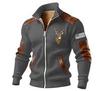 Gefomuofe Norweger Strickjacke Herren Einfarbig Fleece Kapuzenpullover Verdickt gefütterte Kapuzenjacke Outdoor Strickjacke Flauschig Plüschjacke Teddy Kuscheljacke